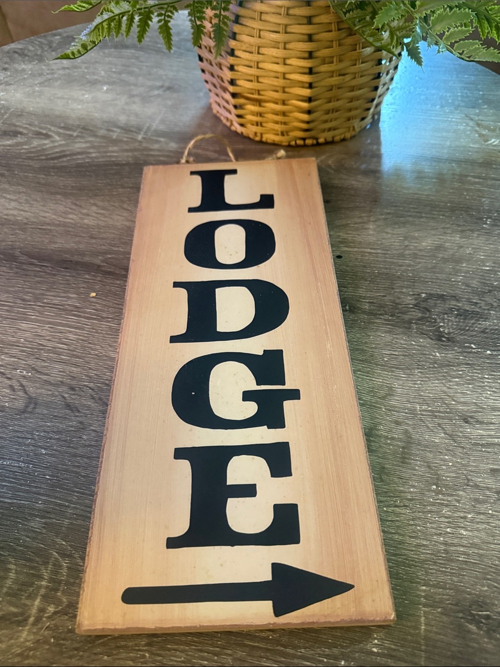 Rustic Lodge Wall Sign - Black on Wood